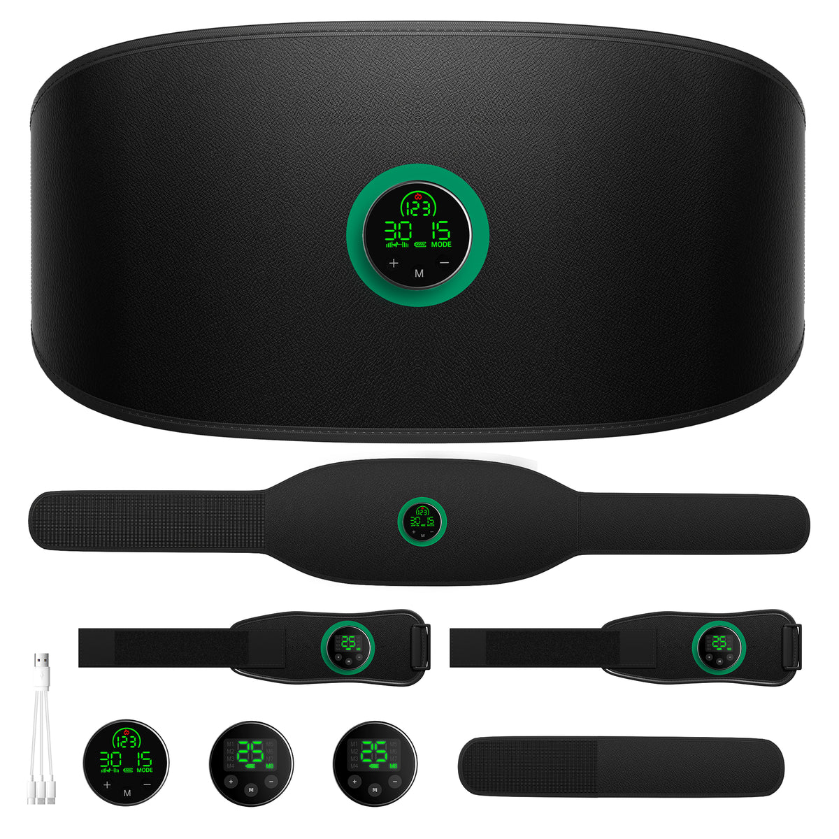 Abs Stimulator Muscle Toner, Powered EMS Muscle Stimulator for Home Use, for Muscle Conditioning (Belts with Armbands)