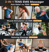 TENS EMS Muscle Stimulator Unit, 48 Modes 4 Outputs with 16 Electrode Pads (2"x2") for Pain Relief in Shoulder, Neck, Back & Sciatica, Electronic Pulse Massager for Physical Therapy
