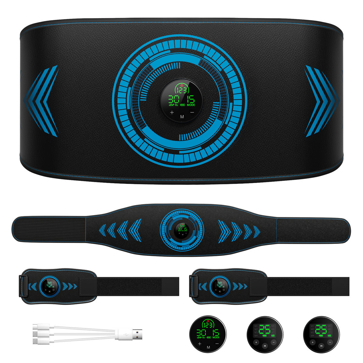 Abs Stimulator Muscle Toner, Powered EMS Muscle Stimulator for Home Use, for Muscle Conditioning (Belts with Armbands)