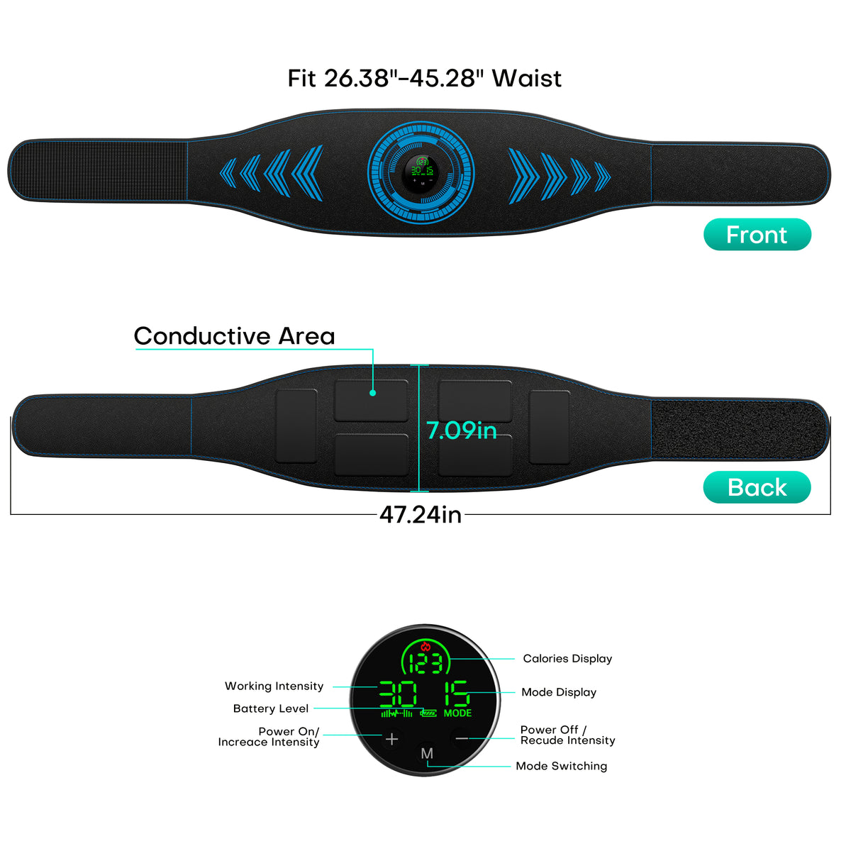 Abs Stimulator Muscle Toner, Powered EMS Muscle Stimulator for Home Use, for Muscle Conditioning (Single Belt)